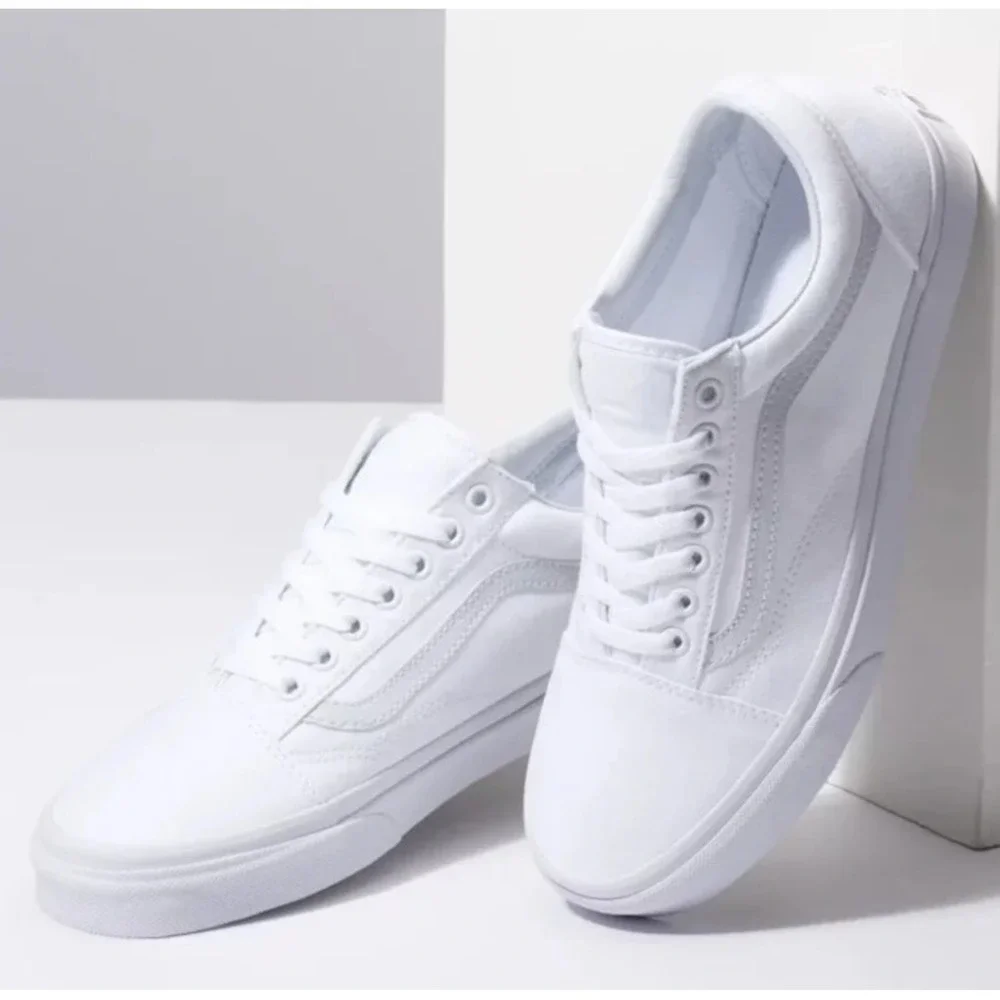 VANS Old Skool True White Sneakers Low Top Canvas‎ Skate Shoe Unisex Kids 3